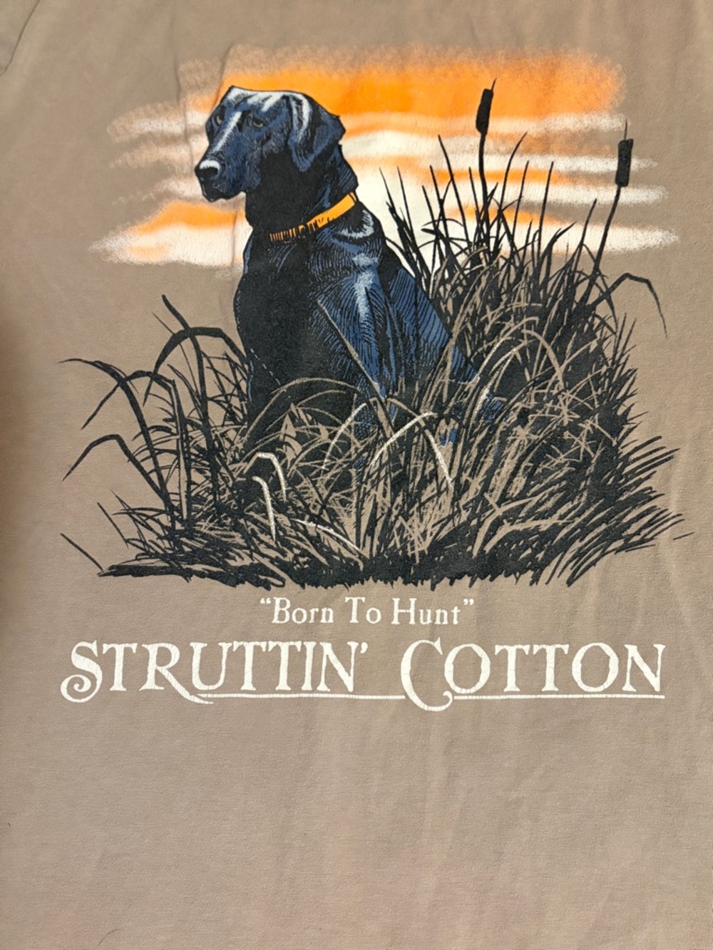 Struttin' Cotton 'Born To Hunt' Dog Graphic Tee - Tan & Black